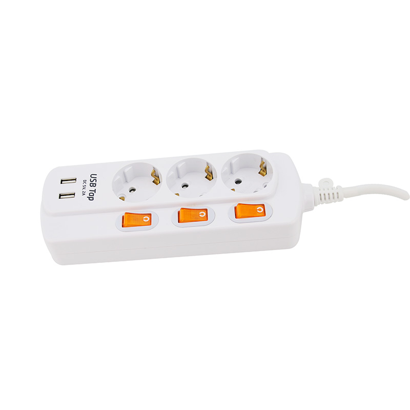 Kjemisk motstand 3 utsalgssteder EU standardkontakt med 2 USB -porter og 3 individuelle bryter Kjemisk motstand 3 utsalgssteder EU standardkontakt med 2 USB -porter og 3 individuelle bryter