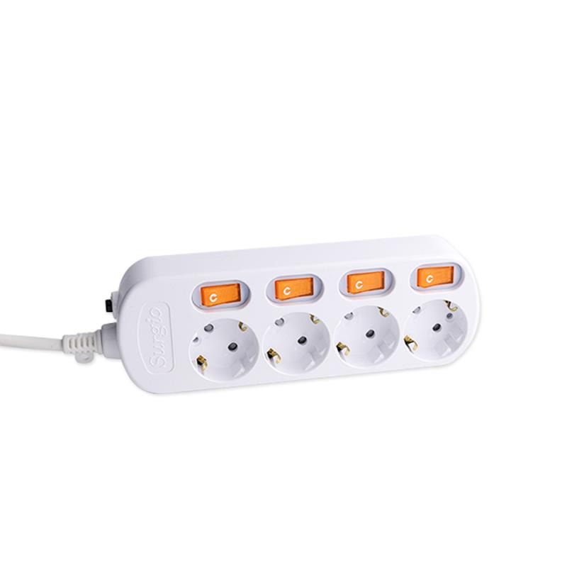 220V-250V 4 Uttak EU Standarduttak med uavhengig bryter 220V-250V 4 Uttak EU Standarduttak med uavhengig bryter