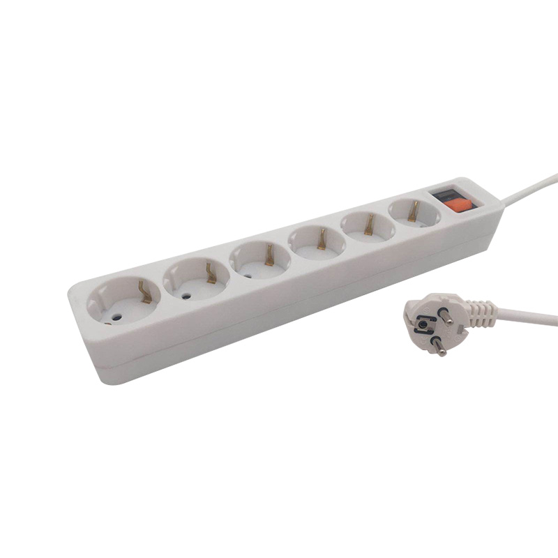 Termisk isolerende PP -materiale 6 Uttak EU Standard stikkontakt Termisk isolerende PP -materiale 6 Uttak EU Standard stikkontakt
